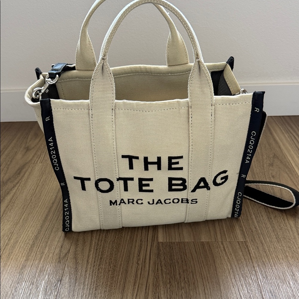 Marc Jacobs Beige and Black Canvas Tote
